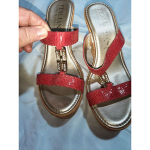 italian shoemakers sandals size 8 red excellent Condition.